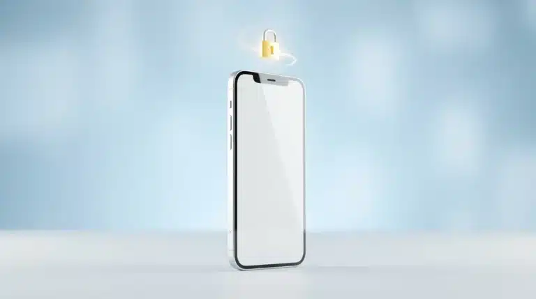 A smartphone with a golden lock icon representing digital safety for kids.
