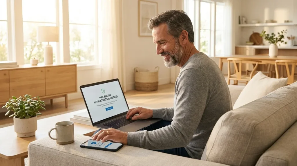 A conscious user following a seven-step plan on how to secure cloud storage for personal and financial files.