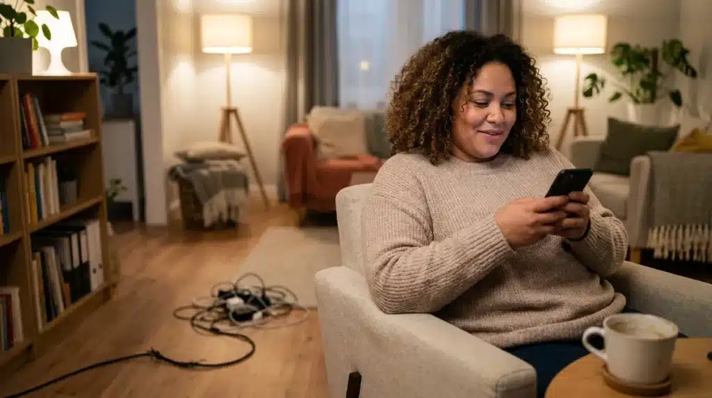 A person checking a home security app on a smartphone to verify their gut feelings and avoid common safety pitfalls.