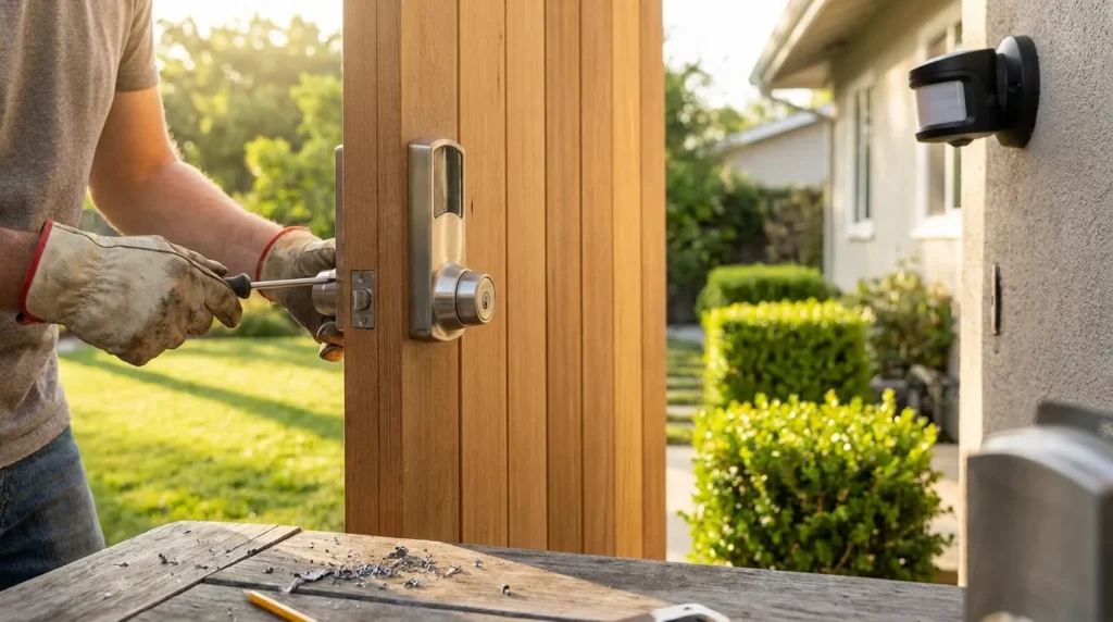 Simple step-by-step upgrades including gate locks and motion-activated lights to eliminate backyard blind spots.